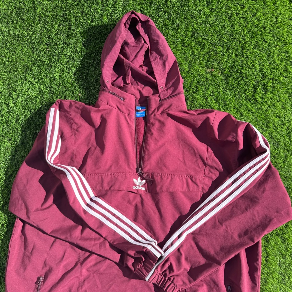 Adidas Originals CW2719 Anorak Windbreaker Maroon Men's 2XL Fleece Pullover